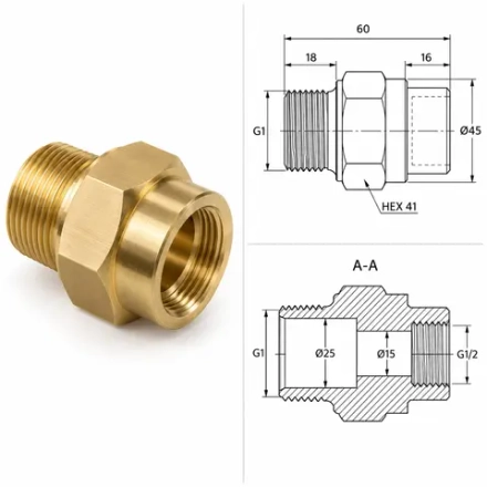Токарная обработка резьбового редуктора G1-G1/2 из латуни ЛС59-1